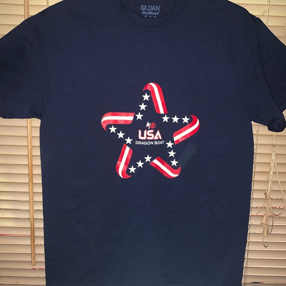 Dragon boat USA graphic T-shirt. Red white and blue. Sz M - Picture 2 of 5